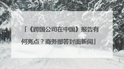 《跨国公司在中国》报告有何亮点？商务部答封面新闻