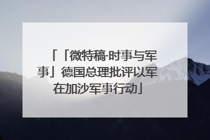 「微特稿·时事与军事」德国总理批评以军在加沙军事行动