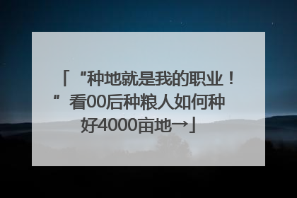 “种地就是我的职业！”看00后种粮人如何种好4000亩地→