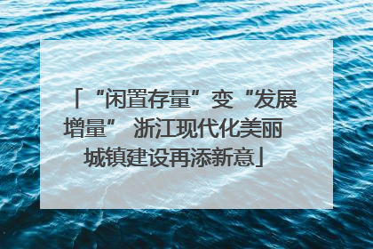“闲置存量”变“发展增量” 浙江现代化美丽城镇建设再添新意