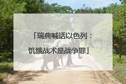 瑞典喊话以色列：饥饿战术是战争罪