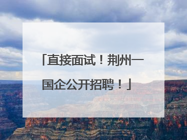 直接面试！荆州一国企公开招聘！