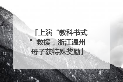 上演“教科书式”救援，浙江温州母子获特殊奖励