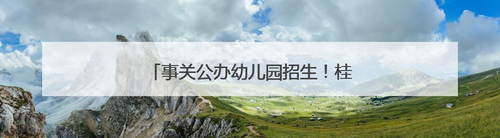 事关公办幼儿园招生！桂林一城区发布最新公告