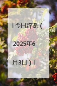 今日辟谣（2025年6月3日）