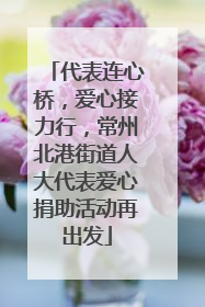 代表连心桥，爱心接力行，常州北港街道人大代表爱心捐助活动再出发