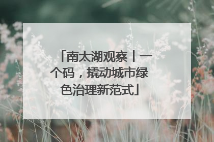 南太湖观察丨一个码，撬动城市绿色治理新范式