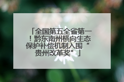 全国第五全省第一！黔东南州横向生态保护补偿机制入围“贵州改革奖”