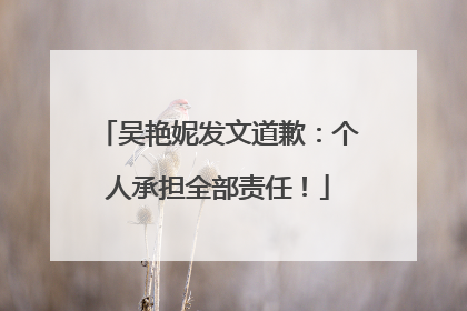吴艳妮发文道歉：个人承担全部责任！