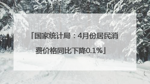 国家统计局：4月份居民消费价格同比下降0.1%