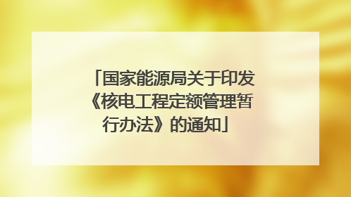 国家能源局关于印发《核电工程定额管理暂行办法》的通知