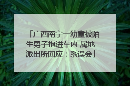 广西南宁一幼童被陌生男子抱进车内 属地派出所回应：系误会