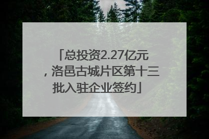 总投资2.27亿元，洛邑古城片区第十三批入驻企业签约