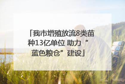 我市增殖放流8类苗种13亿单位 助力“蓝色粮仓”建设