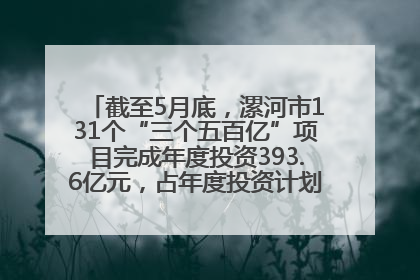 截至5月底，漯河市131个“三个五百亿”项目完成年度投资393.6亿元，占年度投资计划的50.41%——“三个五百亿”项目带动产业提质升级