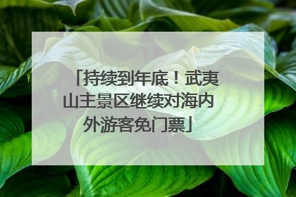 持续到年底！武夷山主景区继续对海内外游客免门票