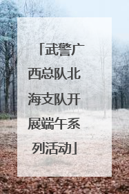 武警广西总队北海支队开展端午系列活动
