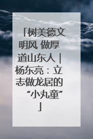 树美德文明风 做厚道山东人｜杨东亮：立志做龙居的“小丸童”