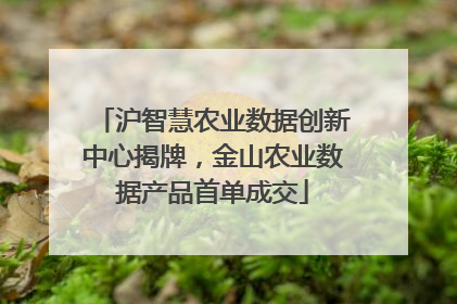 沪智慧农业数据创新中心揭牌，金山农业数据产品首单成交