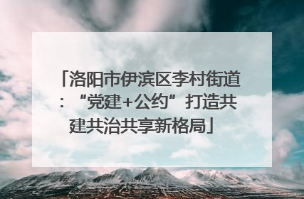洛阳市伊滨区李村街道：“党建+公约”打造共建共治共享新格局