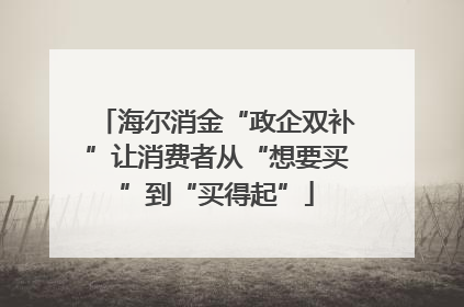 海尔消金“政企双补”让消费者从“想要买”到“买得起”