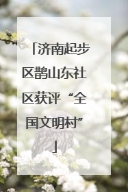 济南起步区鹊山东社区获评“全国文明村”