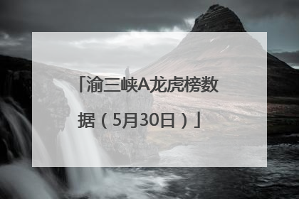 渝三峡A龙虎榜数据（5月30日）