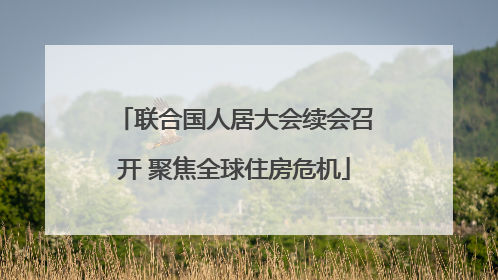 联合国人居大会续会召开 聚焦全球住房危机
