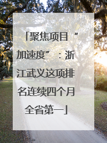 聚焦项目“加速度”：浙江武义这项排名连续四个月全省第一
