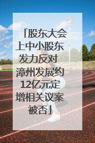股东大会上中小股东发力反对 漳州发展约12亿元定增相关议案被否