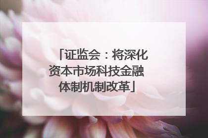 证监会：将深化资本市场科技金融体制机制改革