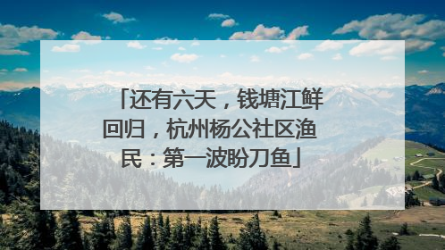 还有六天，钱塘江鲜回归，杭州杨公社区渔民：第一波盼刀鱼