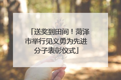 送奖到田间！菏泽市举行见义勇为先进分子表彰仪式