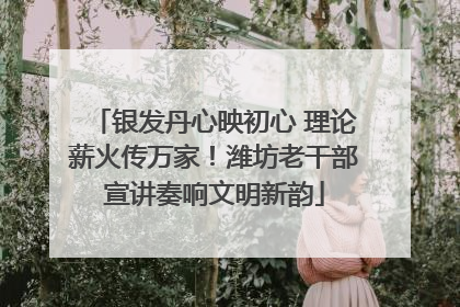 银发丹心映初心 理论薪火传万家！潍坊老干部宣讲奏响文明新韵