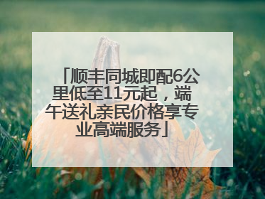 顺丰同城即配6公里低至11元起，端午送礼亲民价格享专业高端服务
