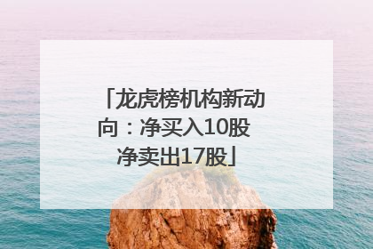 龙虎榜机构新动向：净买入10股 净卖出17股